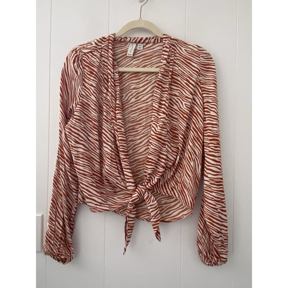 Joie Tie Front Sz Medium Burnt Orange & Ivory Zebra Print Boho Chic